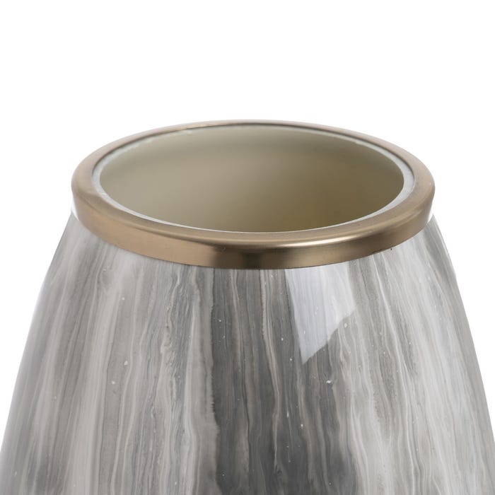 Vaso de metal e vidro preto e branco 21 x 21 x 44,50 cm