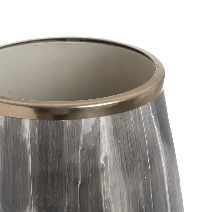 Vaso de metal e vidro preto e branco 23 x 23 x 61 cm