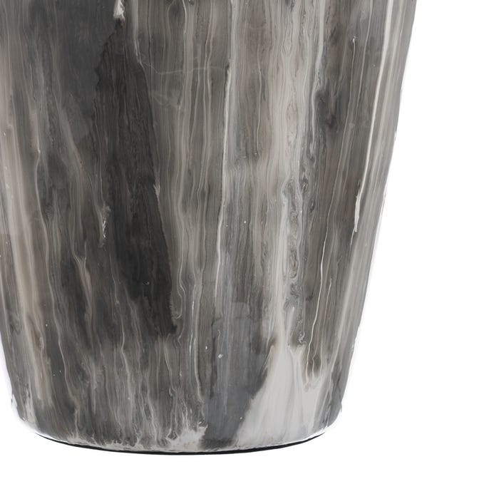 Vaso de metal e vidro preto e branco 23 x 23 x 61 cm