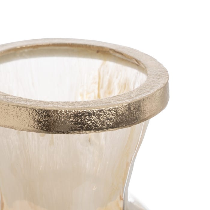 Decoração de vaso de metal e vidro 23 x 23 x 39 cm
