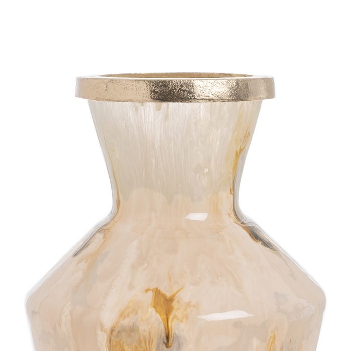 Decoração de vaso de metal e vidro 23 x 23 x 39 cm