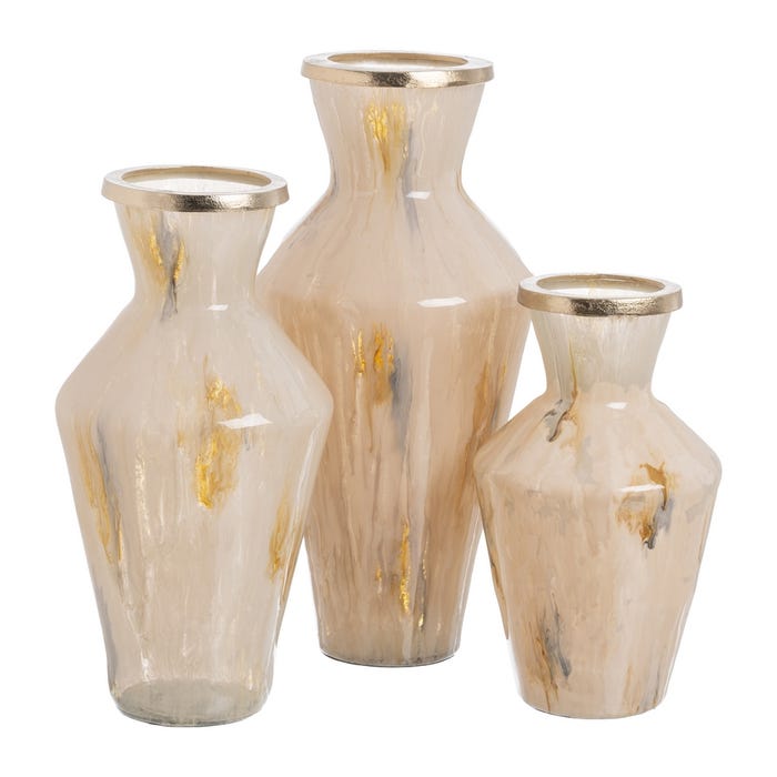 Decoração de Vaso Metal-Vidro 25,50 X 25,50 X 48 Cm