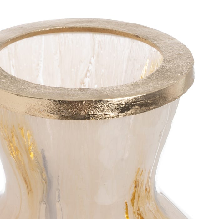 Decoração de vaso de metal e vidro 28 x 28 x 57 cm