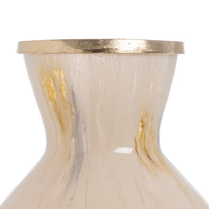 Decoração de vaso de metal e vidro 28 x 28 x 57 cm