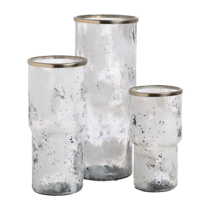 Decoração de vaso de metal e vidro 15 x 15 x 30 cm