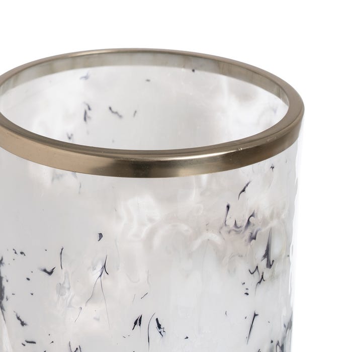 Decoração de vaso de metal e vidro 15 x 15 x 30 cm