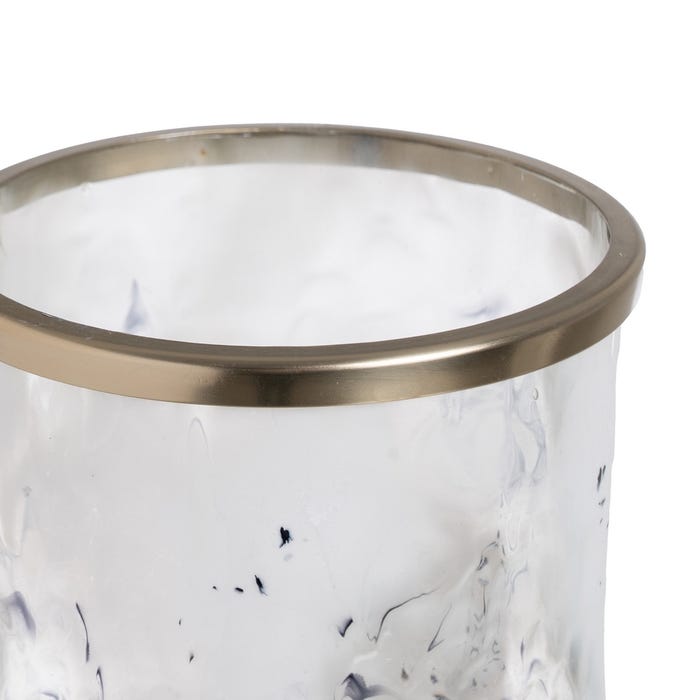 Decoração de vaso de metal e vidro 18,50 x 18,50 x 39 cm