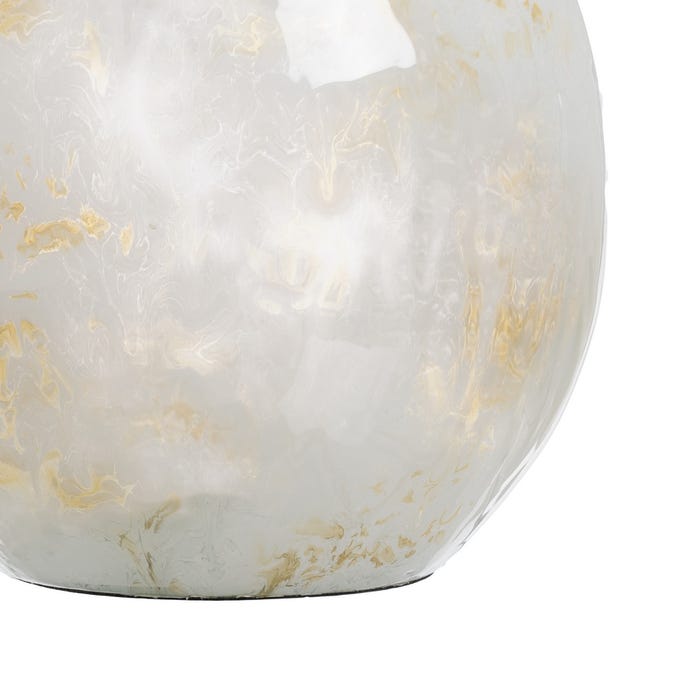 Vaso de metal e vidro branco-champanhe 20 x 20 x 21 cm
