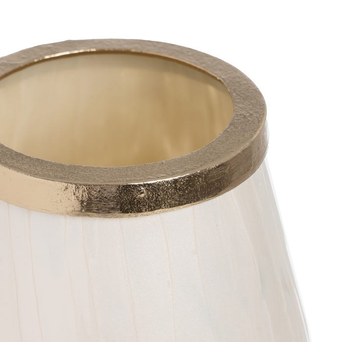 Decoração de vaso de metal e vidro branco 23 x 23 x 29 cm