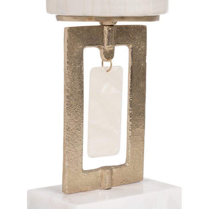 Jarrón Blanco Metal-Cristal Decoración 12,50 X 12,50 X 47 Cm