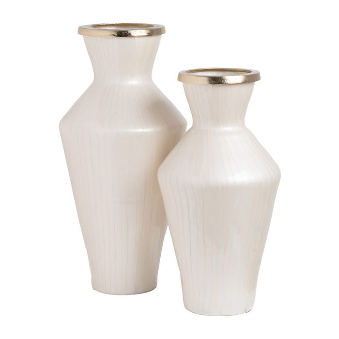 Decoração de vaso de metal e vidro branco 25 x 25 x 48 cm