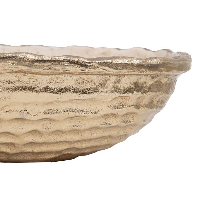 Bandeja de metal branca e champanhe 39 x 23,25 x 9,50 cm