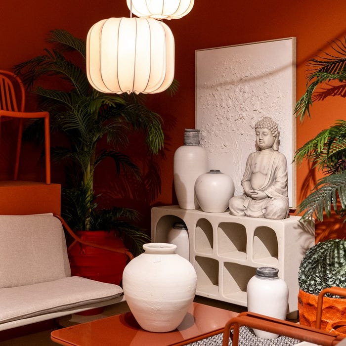 Jarrón Blanco Terracota Decoración 26 X 28 X 60 Cm