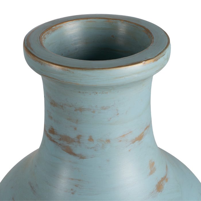 Jarrón Turquesa Terracota Decoración 28 X 30 X 67 Cm