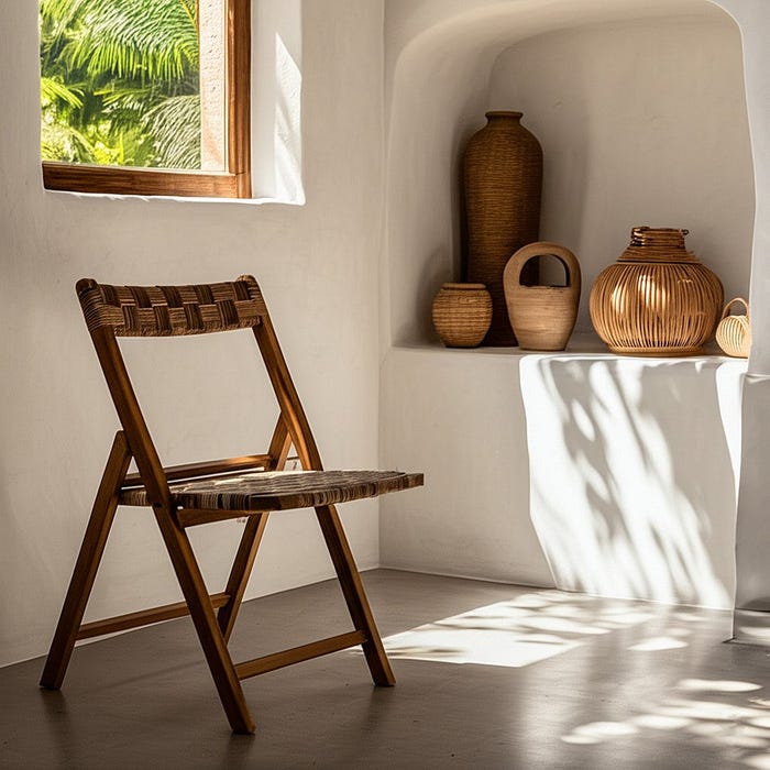 Natural Wood Folding Chair Contract 51 X 60 X 80.50 Cm