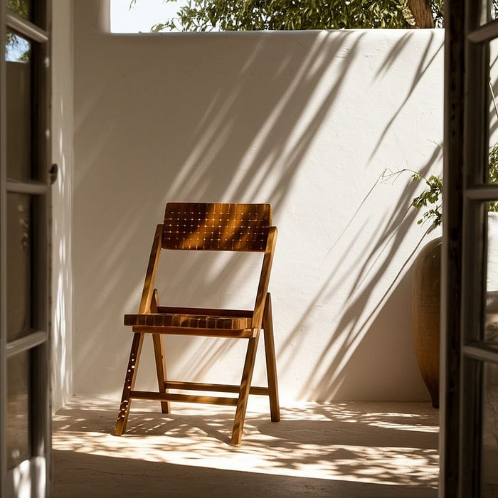 Natural-Black Wood Folding Chair 49 X 58 X 87.50 Cm
