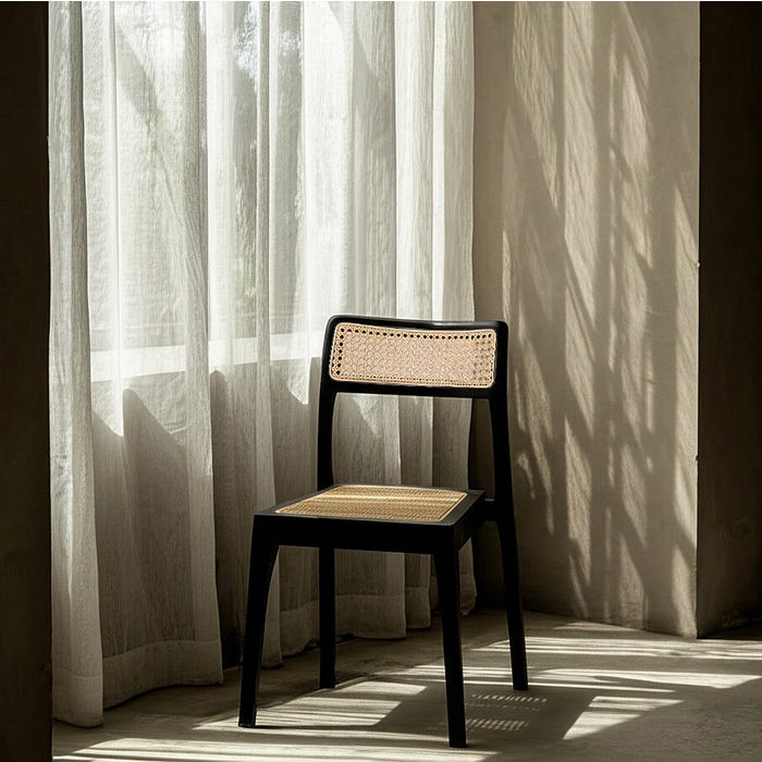 Natural-Black Contract Wood Chair 55 X 53 X 79.50 Cm