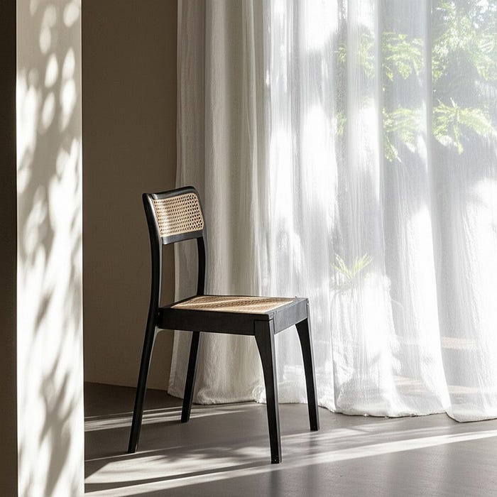 Natural-Black Contract Wood Chair 55 X 53 X 79.50 Cm