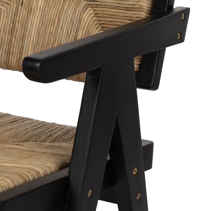Natural-Black Wood Chair 56 X 62 X 76.50 Cm