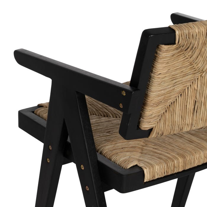 Natural-Black Wood Chair 56 X 62 X 76.50 Cm