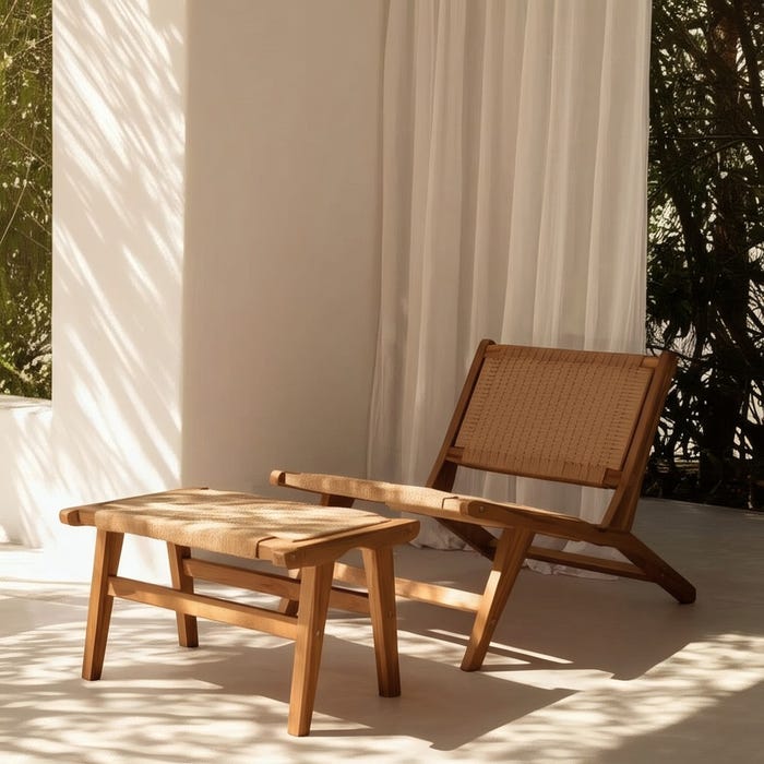 Natural Wood Armchair 60 X 93 X 64 Cm