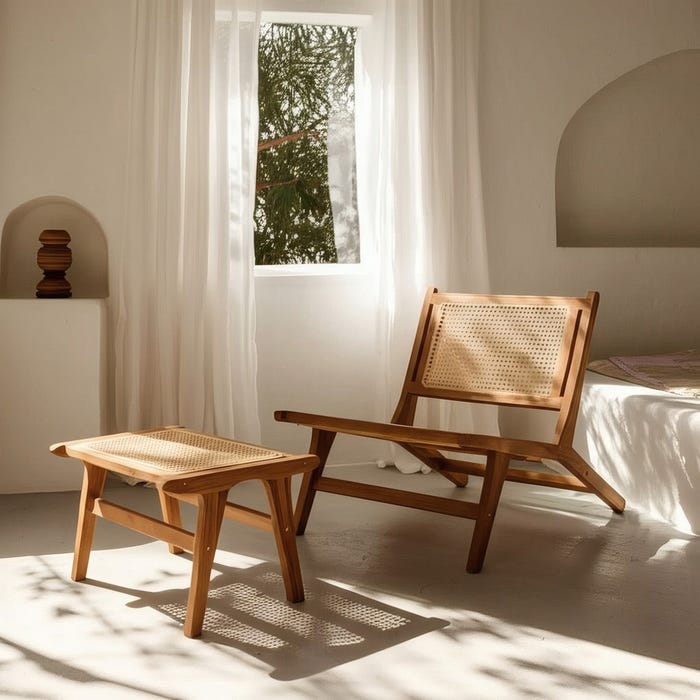 Natural Wood Armchair 60 X 93 X 63.50 Cm