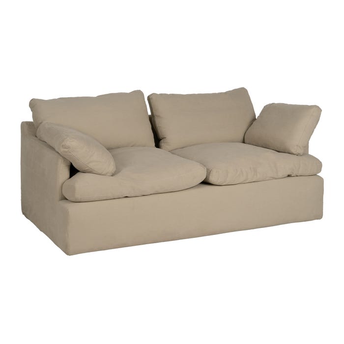 2-Seater Beige Fabric-Wood Sofa 180 x 100 x 83 cm
