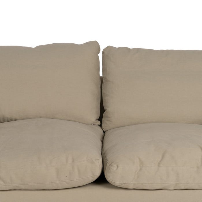 2-Seater Beige Fabric-Wood Sofa 180 x 100 x 83 cm