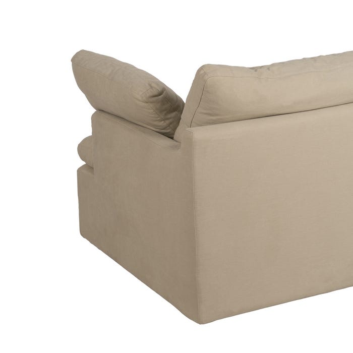 2-Seater Beige Fabric-Wood Sofa 180 x 100 x 83 cm