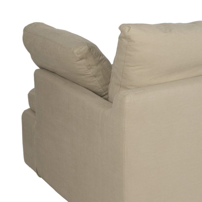 Sofá 3 Plazas Beige Tejido-Madera 212 X 100 X 83 Cm