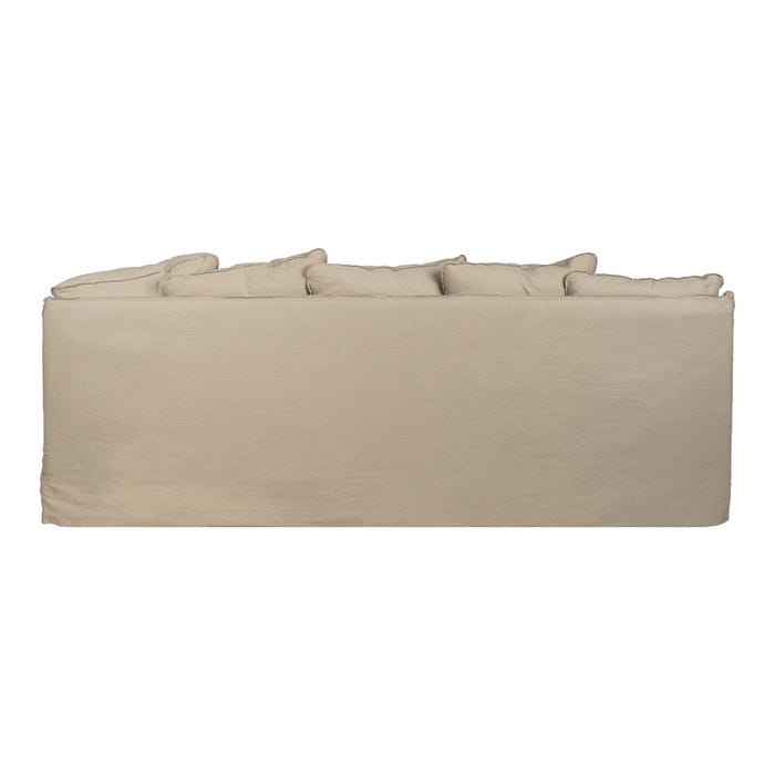 3-Seater Beige Fabric-Wood Sofa 216 x 94 x 93 cm