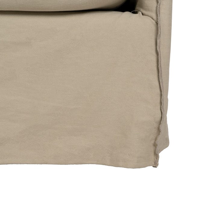 3-Seater Beige Fabric-Wood Sofa 216 x 94 x 93 cm