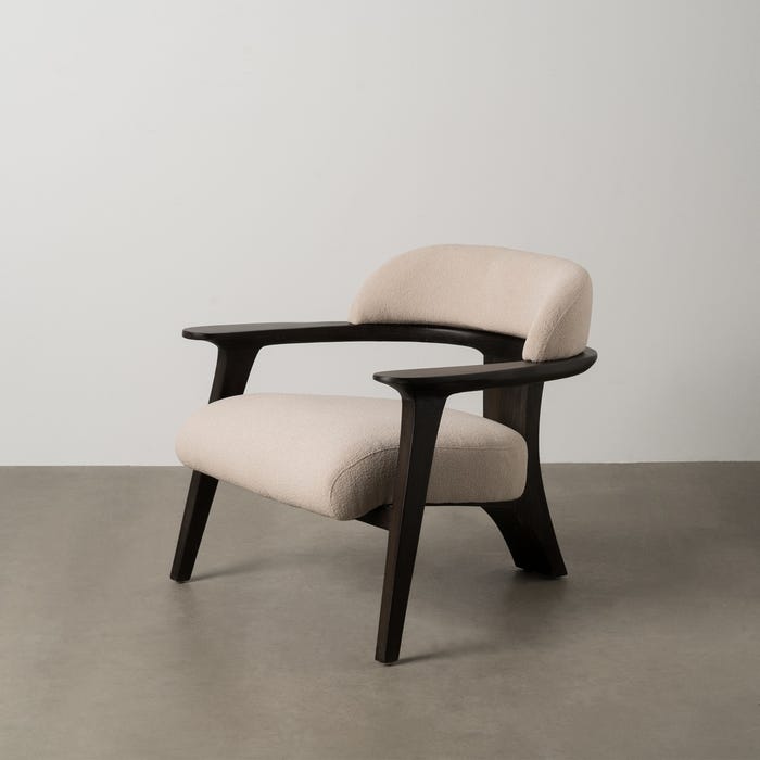 Sillón Negro Tejido-Madera Salón 76 X 73 X 68 Cm