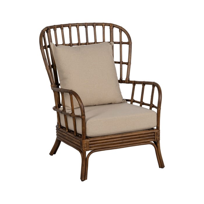 Sillón Marrón Ratán Decoración 82 X 78 X 108 Cm