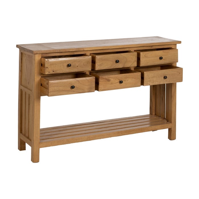 Console de entrada em madeira Mindi natural 130 x 35 x 85 cm