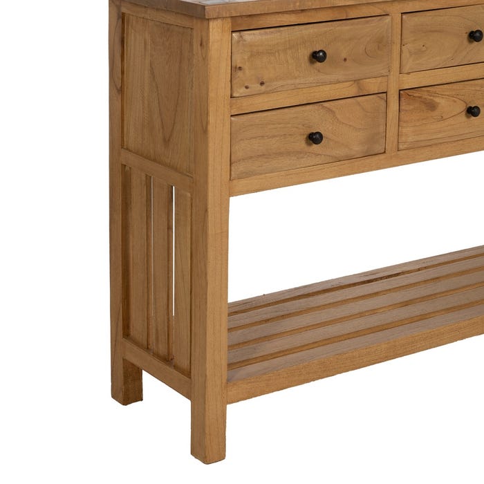 Console de entrada em madeira Mindi natural 130 x 35 x 85 cm