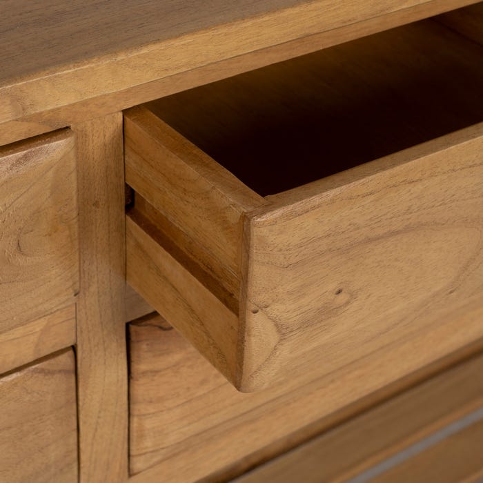 Console de entrada em madeira Mindi natural 130 x 35 x 85 cm