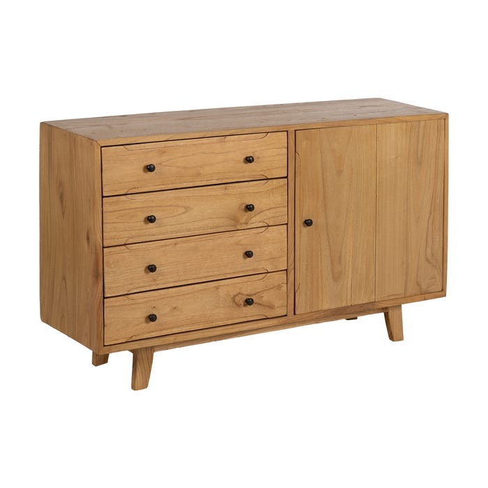 Natural Mindi Wood Sideboard Living Room 130 X 40 X 80 Cm