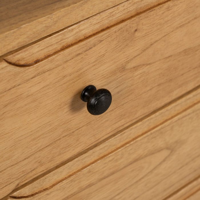 Aparador de madeira Mindi natural para sala de estar 130 x 40 x 80 cm