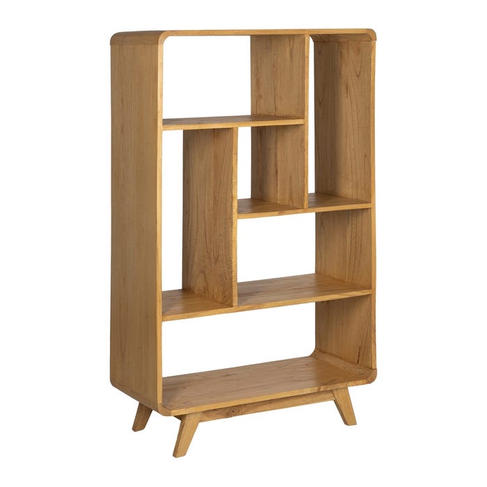 Natural Mindi Wood Living Room Shelf 90 X 40 X 150 Cm