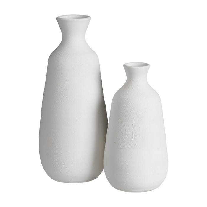 Jarrón Blanco Barro Decoración 18 X 18 X 40 Cm