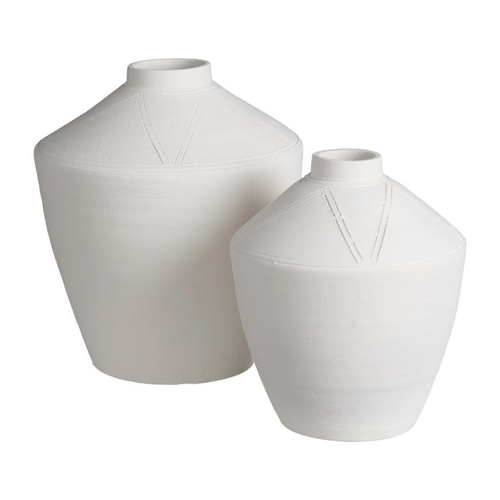 Jarrón Blanco Barro Decoración 27 X 27 X 34 Cm