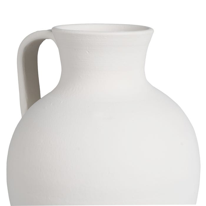 Jarrón Asa Blanco Barro Decoración 26 X 26 X 36 Cm