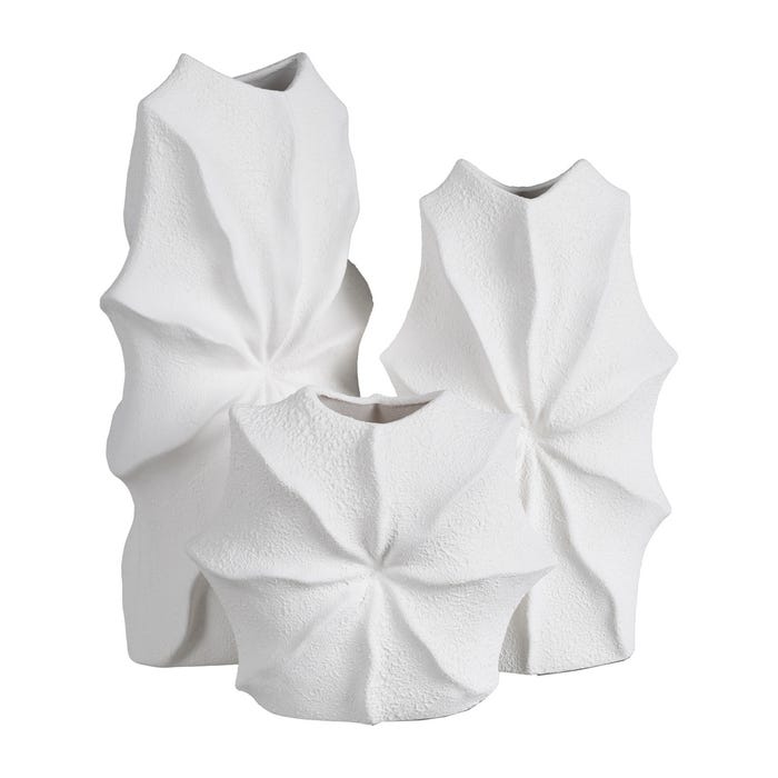 Jarrón Blanco Barro Decoración 24 X 14 X 45 Cm