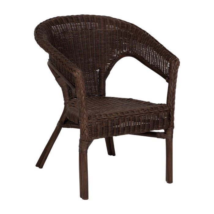 Cadeira de sala de estar de vime marrom 60 x 62 x 78 cm