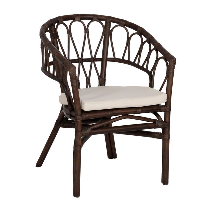 Cadeira de sala de estar de vime marrom 58 x 59 x 78 cm