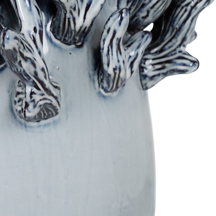 Jarrón Azul Cerámica Decoración 26,50 X 26 X 37 Cm