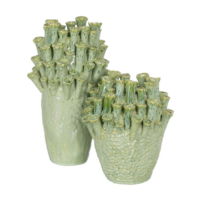 Jarrón Verde Cerámica Decoración 29 X 29 X 33 Cm
