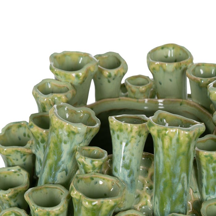 Vaso de cerâmica verde para decoração 29 x 29 x 33 cm