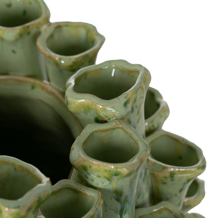 Vaso de cerâmica verde para decoração 29 x 29 x 33 cm